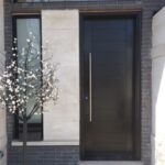 Contemporary Modern Front Door-Fiberglass Modern Door with horizontal stripes installed in Thornhill, Ontario-by modern-doors.ca
