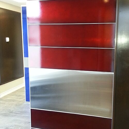 Custom Oversized 48 by 8 foot Aluminum Laser Cut Powder Coated With Custom Color made by Modern Doors