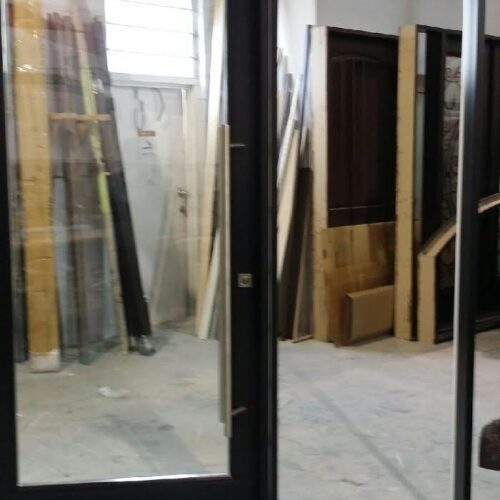 Exterior Modern Fiberglass Doors with clear glass and side lite and Multipoint Locks