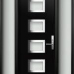 Modern Contemporary Door -Modern Wood Door with 4 Panel Stainless Steel Design installed in Ajax, Ontario by Modern-doors.ca