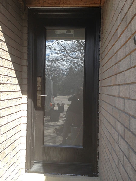 Modern Fiberglass Door with frosted glass installed in Woodbridge