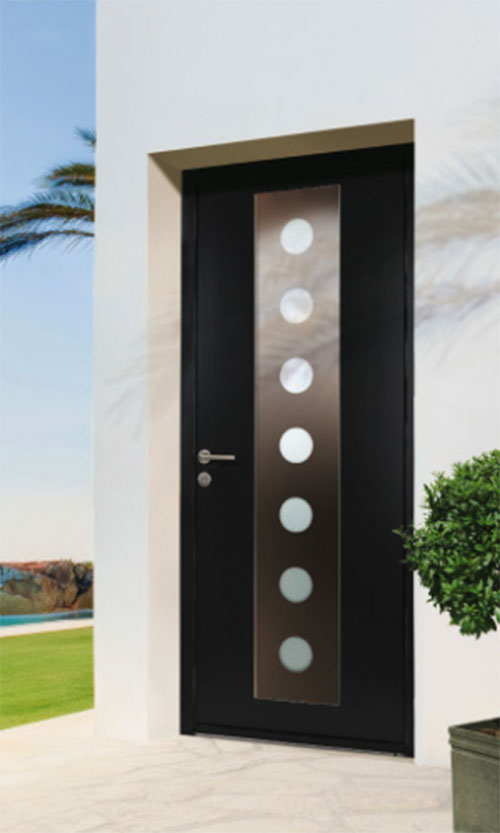 Modern Contemporary Front Door, Solid Modern Door with Steel Plate and Lites manufactured by modern-doors.ca