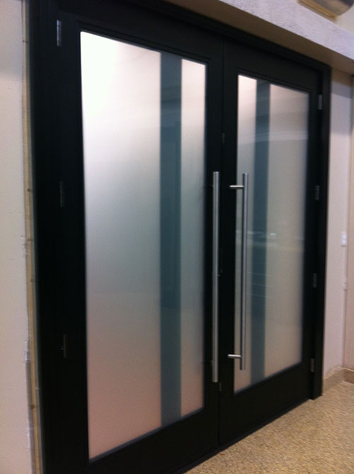 Modern Contemporary Front Entry Fiberglass Double Doors by installed modern-doors.ca in Newmarket, Ontario