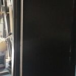 Fiberglass Door-Modern Door-Modern Solid Door with stainless steel handle during manufacturing