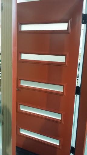 Modern Exterior Door with vertical door lites installed in Oakville