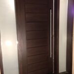 Rustic Modern Contemporary Front Entry Fiberglass Door with 2 Frosted Side Lites Installed by modern-doors.ca in Brampton, Ontario