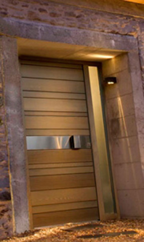 Solid Modern Contemporary Front Entry Door with Side Lite installed in Oakville, Ontario by modern-doors.ca